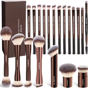 MAANGE 1 PC PROFESSIONAL Dual-headed facial makeup Brush Set- Coffee Brown