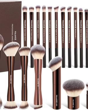 MAANGE 1 PC PROFESSIONAL Dual-headed facial makeup Brush Set- Coffee Brown
