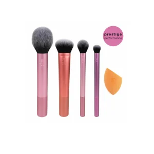 REAL TECHNIQUE EYERYDAY ESSENTIALS BRUSH KIT x4 + SPONGE