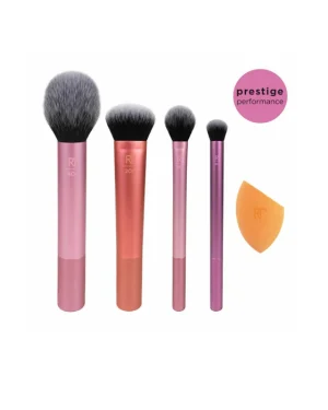REAL TECHNIQUE EYERYDAY ESSENTIALS BRUSH KIT x4 + SPONGE