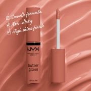 NYX PROFESSIONAL MAKEUP Butter Gloss Brown Sugar, Non-Sticky Lip Gloss – Sugar High (Peachy Light Nude)