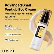 Cosrx Advanced Snail Peptide Eye Cream + Advanced Snail Hydrogel Eye Patch 60pc